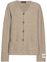 Dolce & Gabbana cardigan col v à patch logo - Tons neutres