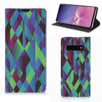 Samsung Galaxy S10 Stand Case Abstract Green Blue - thumbnail