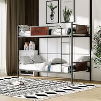 Metalen Stapelbedframe 2 In 1 Bed om te Bouwen van Eenpersoons- Naar Eenpersoonsbed met 30 cm Veiligheidsreling