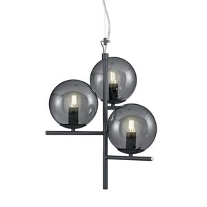 Trio Hanglamp Pure 3-lichts zwart met smoke glas 302000342