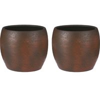 Mica Decorations Bloempot/plantenpot - 2x - roest/terracotta bruin - voor kamerplant - H31 x D33 cm - thumbnail