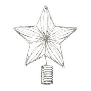 Kerstboom ster piek/topper met LED verlichting warm wit 25 cm met 12 lampjes