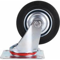 Set van 8x stuks zwenkwielen 100 mm rubber zwart    -