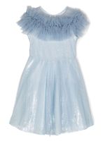 Monnalisa robe ornée de sequins à volants - Bleu