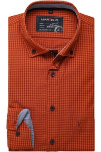 Marvelis Casual Modern Fit Overhemd oranje, Ruit