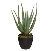 Atmosphera Aloe vera kunstplant - in pot van cement - 42 cm   - - thumbnail