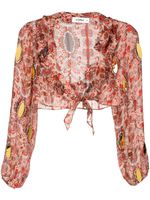 Amir Slama blouse crop à fleurs - Multicolore