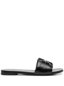 Tory Burch mules à patch logo - Noir