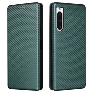 Sony Xperia 10 V Flip Hoesje - Koolstofvezel - Groen