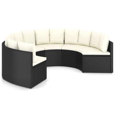 vidaXL 6-delige Loungeset met kussens poly rattan zwart vidaXL 6-delige Loungeset met kussens poly rattan zwart
