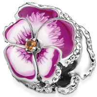 Pandora 790777C01 Bedel Pink Pansy Flower zilver-emaille-zirconia roze-wit - thumbnail