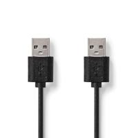 Nedis USB-kabel | USB 2.0 | USB-A stekker | USB-A stekker | 480 Mbps | vernikkeld | 2,00 m | rond | PVC | zwart | hanger