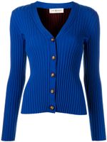 Tory Burch cardigan boutonnée en maille nervurée - Bleu