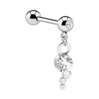 Jeweled Barbell with Charm Chirurgisch staal 316L / Belegde messing Barbells - thumbnail