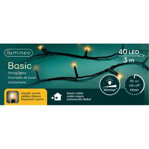 Kerstverlichting - 40 leds - klassiek warm wit -300 cm - zwart snoer -timer en dimmer