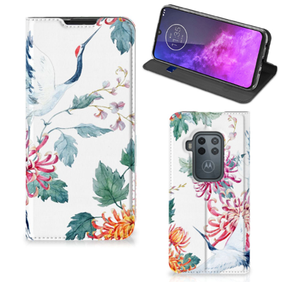 Motorola One Zoom Hoesje maken Bird Flowers Motorola One Zoom Hoesje maken Bird Flowers