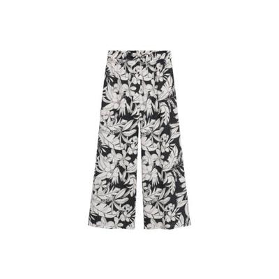 Mango Kids gebloemde straight fit broek zwart/wit