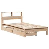 vidaXL Bed met boekenkast zonder matras massief grenenhout 75x190 cm, bed, slaapkamermeubel, bed met opbergruimte, eenpersoonsbed, houten bed