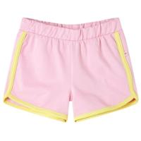 Kindershorts met bies 128 felroze, kindershorts met elastische taille, shorts voor kinderen, shorts met bies, shorts voor kinderen
