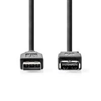 NEDIS USB-kabel | USB 3.2 Gen 1 | USB-A stekker | USB-A bus | 5 Gbps | vernikkeld | 2,00 m | rond | pvc | zwart | label