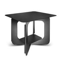 Gorillz Grado Bijzettafel, zwart, stabiele multifunctionele tafel van metaal, minimalistische woonkamertafel, modern nachtkastje, kleine tafel met plank, metalen tafel voor de woonkamer