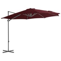 Zweefparasol met stalen paal 300 cm bordeauxrood - thumbnail