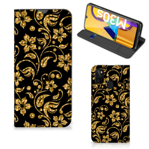 Samsung Galaxy M30s | M21 Smart Cover Gouden Bloemen