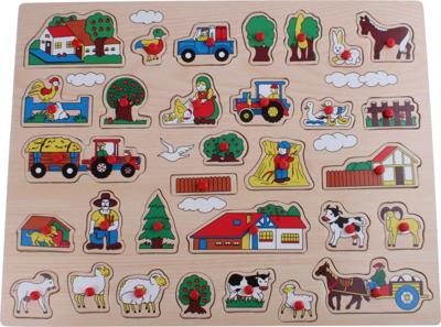 Johntoy Houten knopjespuzzel boerderij 45 x 35 cm