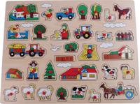 Johntoy Houten knopjespuzzel boerderij 45 x 35 cm