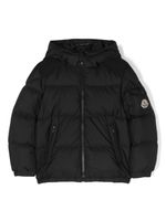 Moncler Enfant logo-patch padded hooded jacket - Noir