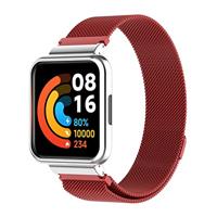 By Qubix - Milanese bandje met case - Rood - Xiaomi Redmi Watch 2 (Lite)