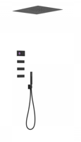 Tres Shower Technology elektronische inbouwthermostaat met regendouche 50x65cm incl handdouche en massagejets mat zwart