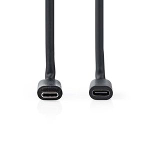 Nedis USB-Kabel | USB 3.2 Gen 1 | USB-C Male | USB-C Female | 60 W | 4K@60Hz | 5 Gbps | Vernikkeld | 2.00 m | Rond | PVC | Zwart | Label -