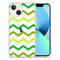 iPhone 13 Doorzichtige Silicone Hoesje Zigzag Groen