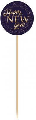 Haza Original cocktailprikkers Happy New Year blauw 8 stuks Haza Original cocktailprikkers Happy New Year blauw 8 stuks