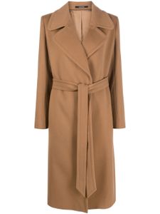 Tagliatore manteau mi-long en laine à taille ceinturé - Marron