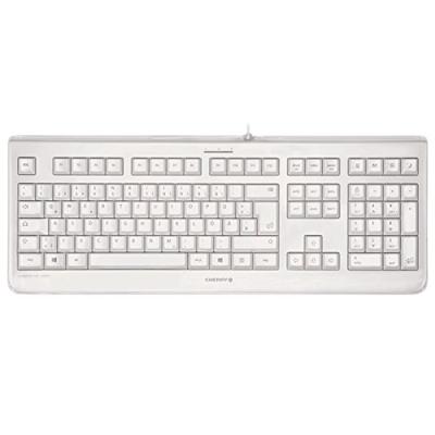 CHERRY KC 1068, Franse indeling (AZERTY), gemakkelijk te desinfecteren, waterdicht bedraad toetsenbord, fluisterstille toetsaanslag, Wit-Grijs