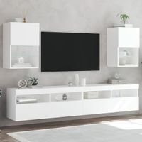 Tv-meubels met LED-verlichting 2 st 40,5x30x60 cm wit - thumbnail