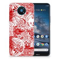 Silicone Back Case Nokia 8.3 Angel Skull Rood