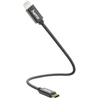 Hama USB-laadkabel USB 2.0 Apple Lightning stekker, USB-C stekker 0.20 m Zwart 00201601 - thumbnail