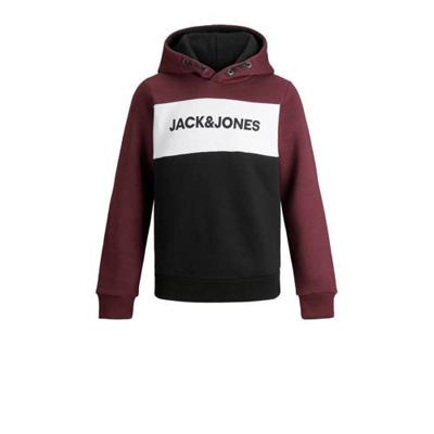 JACK & JONES JUNIOR hoodie JJELOGO met logo donkerpaars