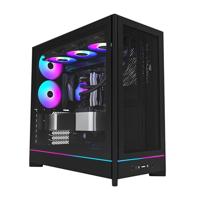 MONTECH HS01, ATX Mid-Tower PC Case, Gaming PC, High-Airflow, Reversible Layout, Mesh Front Panel, Sink-in Design, Toolless Panels, Black