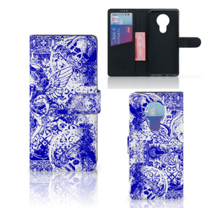 Telefoonhoesje met Naam Nokia 5.3 Angel Skull Blauw