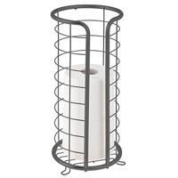 mDesign Toiletpapierhouder op standaard metaal - moderne toiletpapierhouder voor badkamer - elegante toiletpapierdispenser voor 3 grote reserverollen - grijs