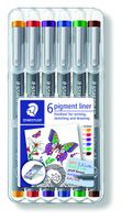 Fineliner Staedtler Pigment 308 0.3mm set ÃƒÆ' 6st assorti - thumbnail