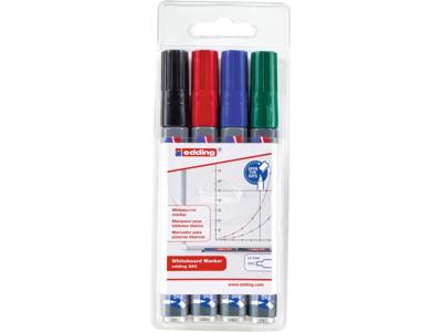 Edding 4-250-4 Whiteboardmarker Zwart, Blauw, Rood, Groen 1 set(s)