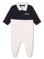 BOSS Kidswear grenouillère bicolore à logo brodé - Gris