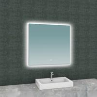 Badkamerspiegel Wiesbaden Soulspiegel Vierkant 80x80cm Geintegreerde LED Verlichting Verwarming Anti Condens Lichtschakelaar Dimbaar