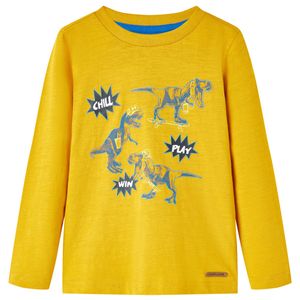 Kindershirt met lange mouwen 140 okerkleurig