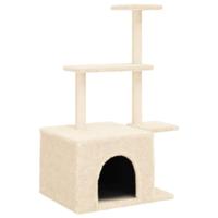 vidaXL Kattenmeubel met sisal krabpalen 110 cm crèmekleurig, kattenpaal, kattenboom, kattenkrabpaal, kattenhuis, kattenmeubel, kattenpalen